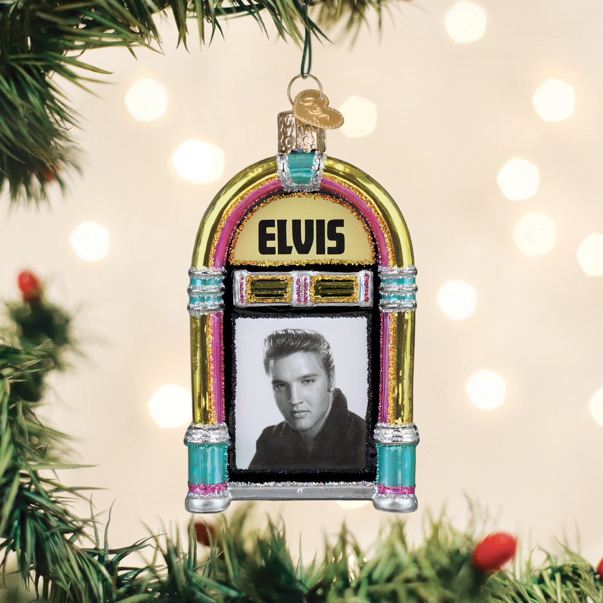 Old World Christmas Elvis Presley Jukebox Ornament - hand-blown glass Christmas tree ornament