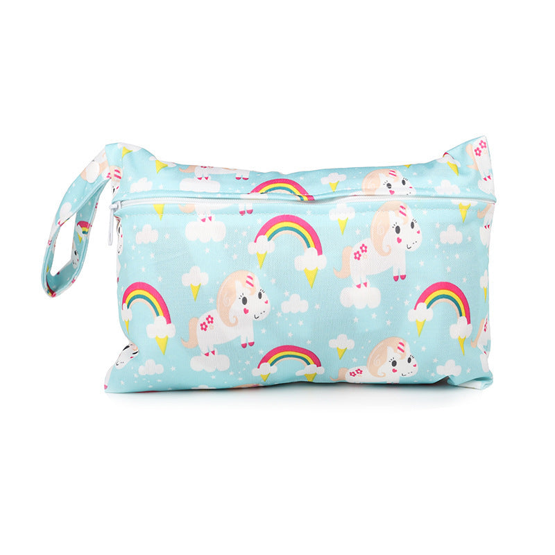 Cartoon printed single zipper small diaper storage bag - Cindi Book