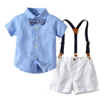 Summer Korean Style Boy's Short-sleeved Shirt Suspender Pants Suit - Cindi Book