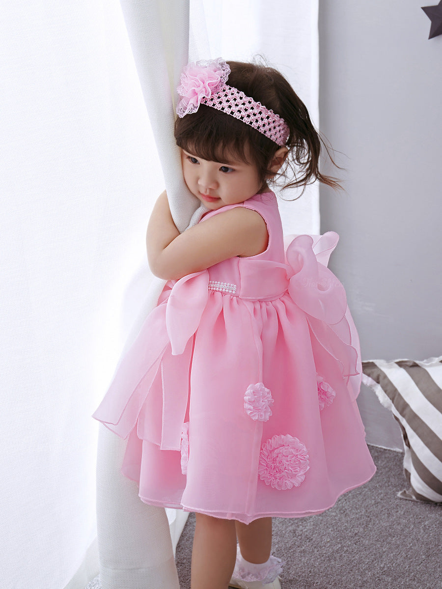 The Spring And Summer Of Years Old Female Infant Baby Child Princess Dress Girls DressPink Flower Girl Dress Skirt - Cindi Book