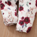 Long-sleeve Jumpsuit Floral Suspender Pants Headscarf Three-piece Set - Cindi Book