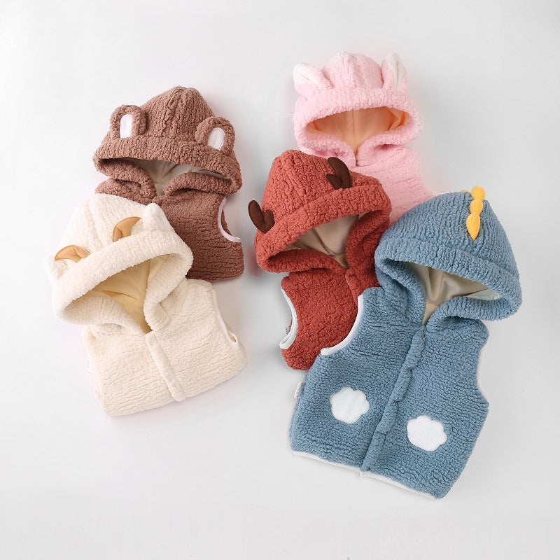 Children's Waistcoat Thickened Baby Girl Vest Waistcoat And Hooded Jacket To Keep Warm - Cindi Book