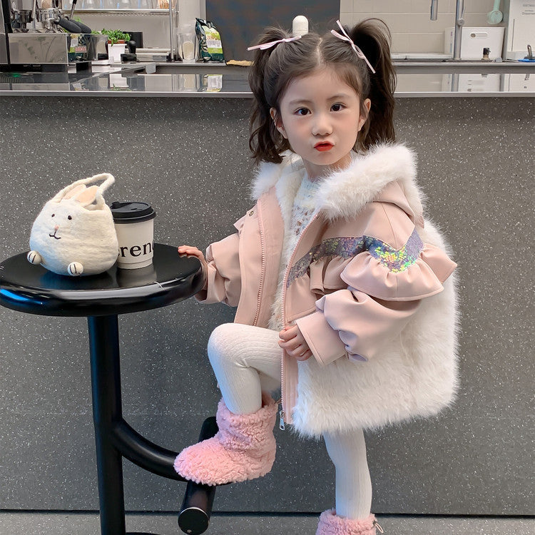 Rabbit Ear Patchwork Coat In Fur - Cindi Book