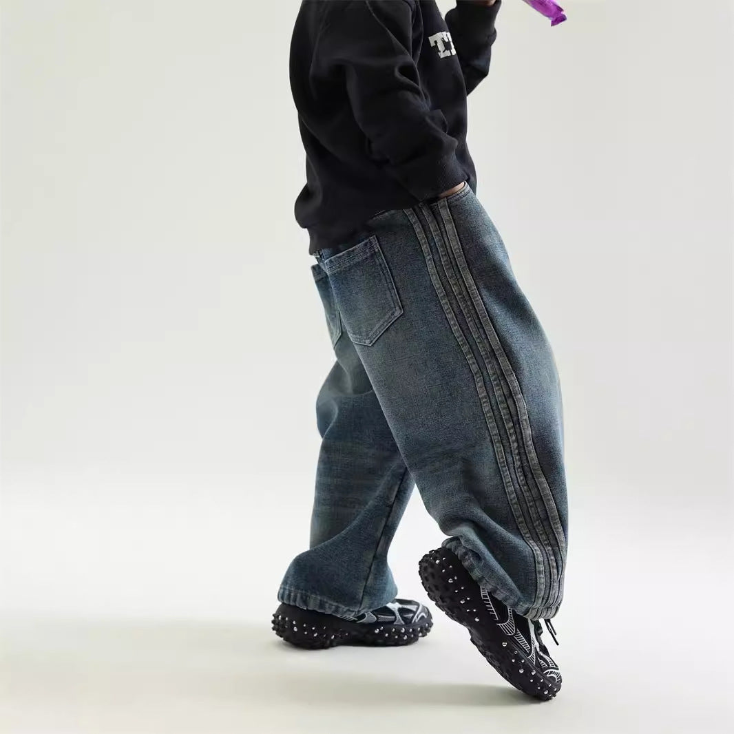 Winter Boys' New Fleece-lined Warm And Loose Jeans - Cindi Book