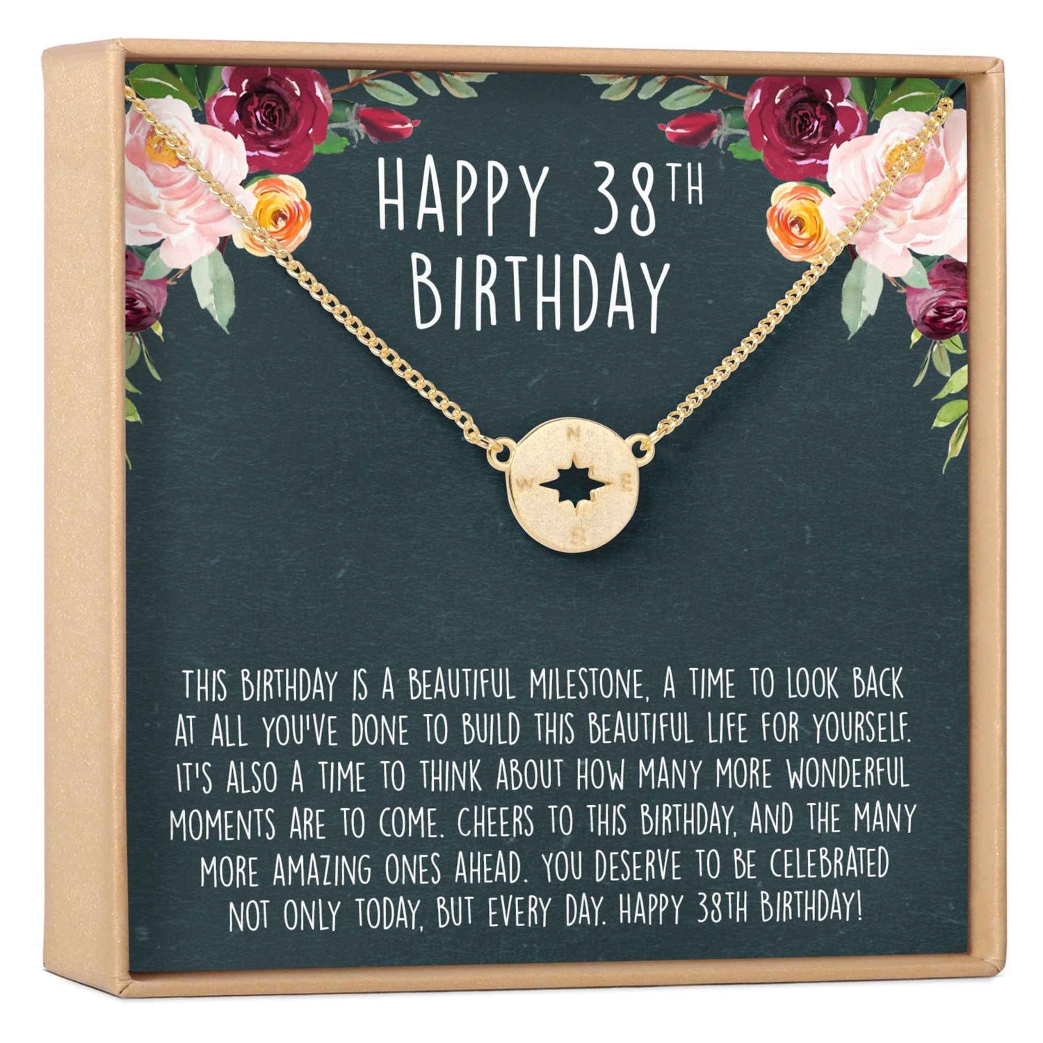 38th Birthday Necklace, Multiple Styles