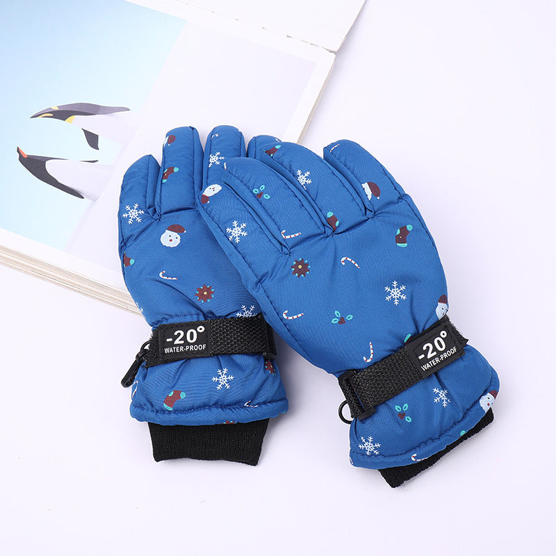 Outdoor Sports Riding Fleece-lined Thickened Finger Children's Ski Gloves - Cindi Book