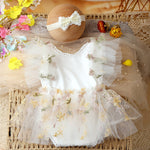 Two-piece Newborn Embroidery Floral Lace Mesh Jumpsuit - Cindi Book