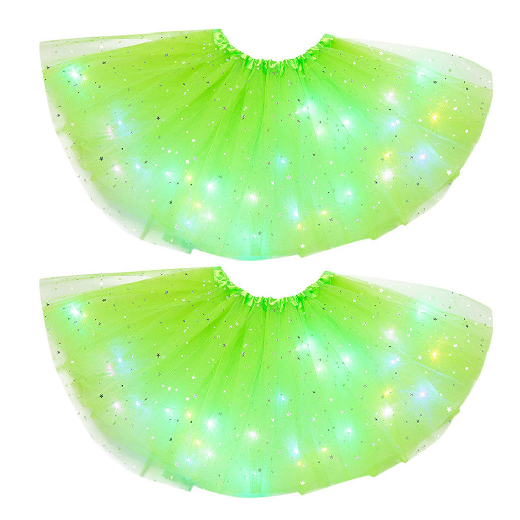 Magical & Luminous  LED Princess Halloween Tutu Skirt Sequins Shiny Skirt - Cindi Book
