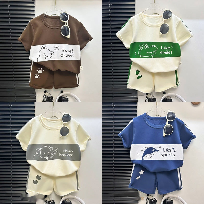Children's Short Sleeve Striped Suit Girls Boys - Cindi Book