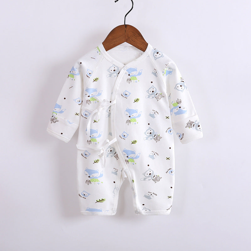 Baby's Cotton Long-sleeved Lace-up Butterfly Jumpsuit - Cindi Book