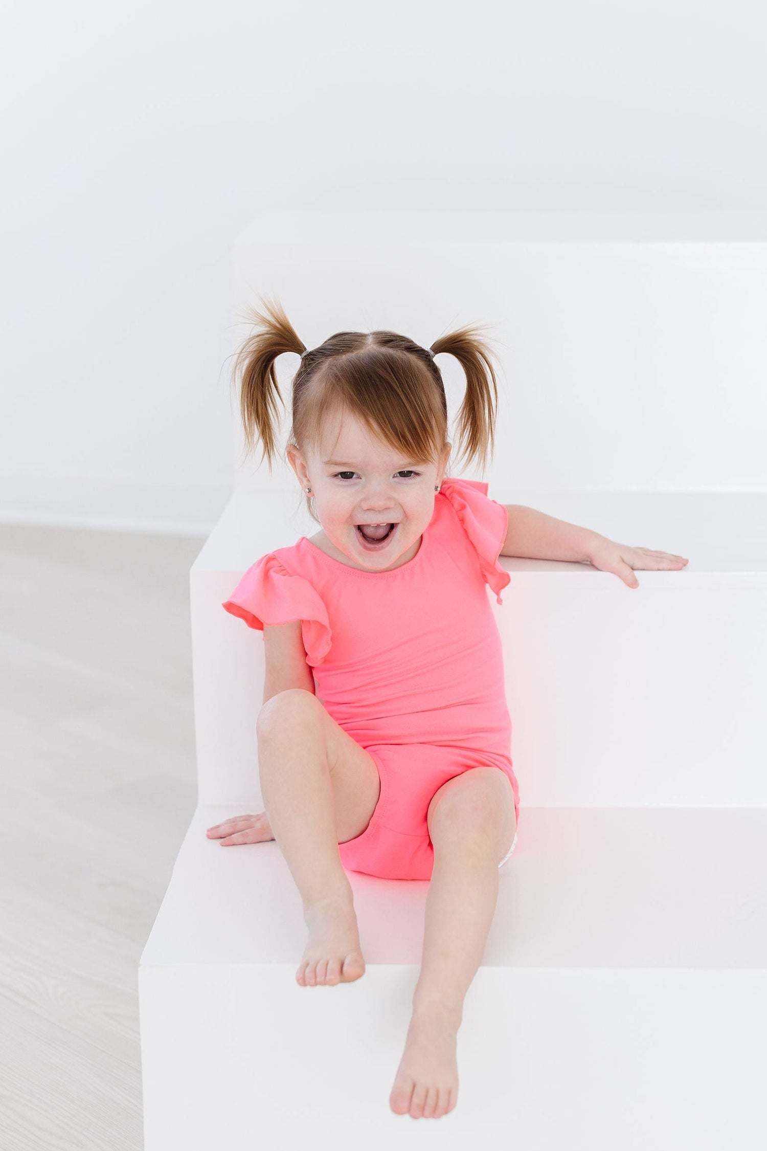 Neon Pink S/S Flutter Sleeve Leotard - Image 3
