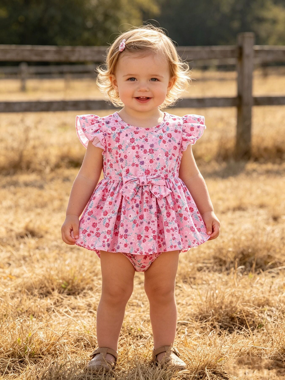 Rylee Faith Designs - Mommy & Me Baby Girls Romper-Spring Floral Print