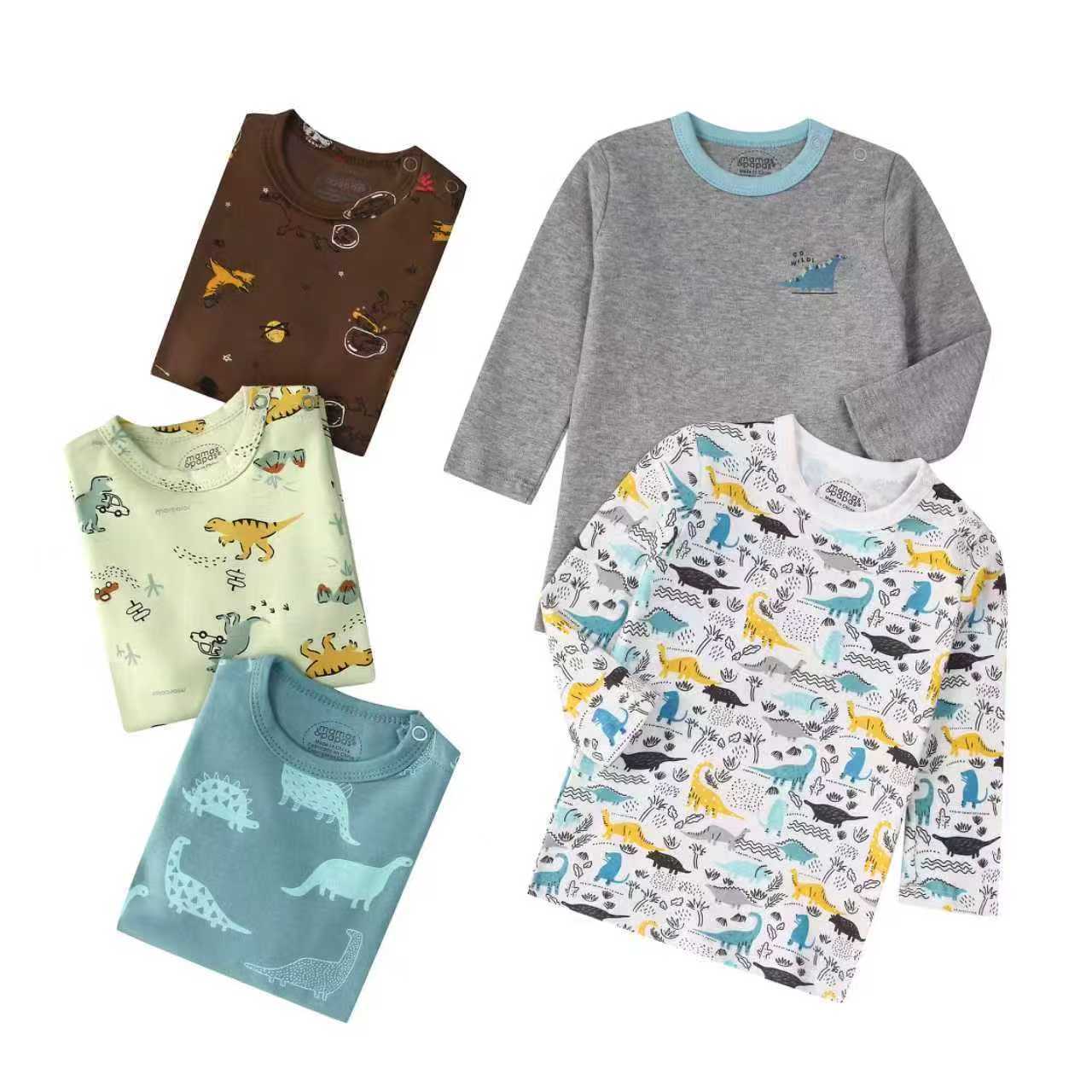 Autumn Children's Cartoon Printed Home Long-sleeved Top T-shirt Mixed Color Five Pieces - Cindi Book
