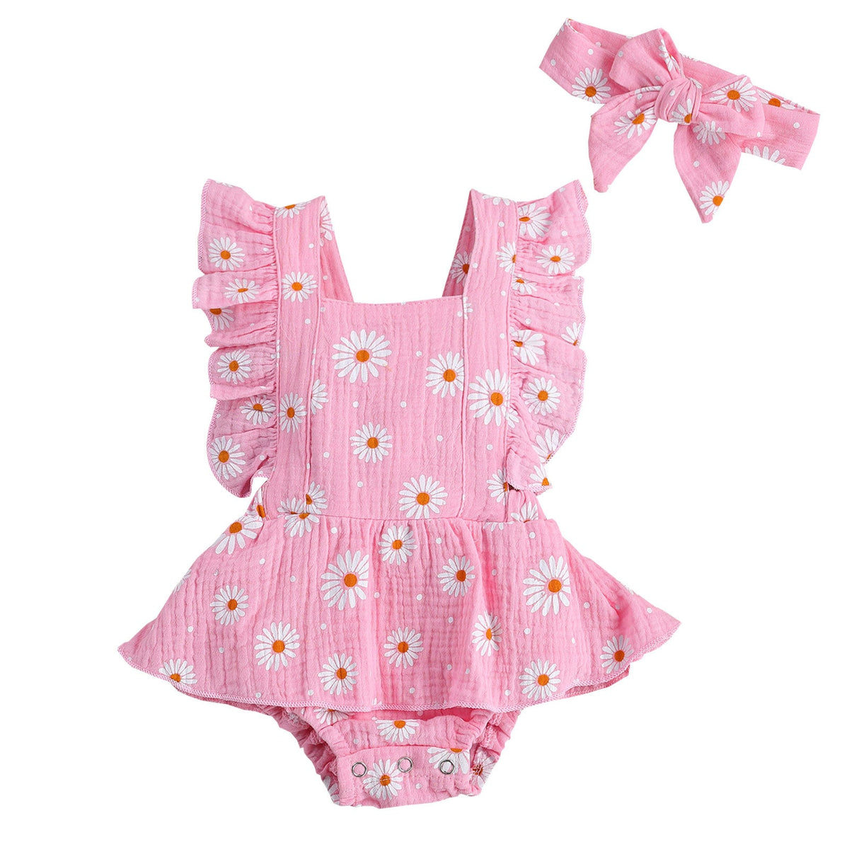 Strap Four-color Chrysanthemum One-piece Romper Dress Triangle Romper Headband - Cindi Book