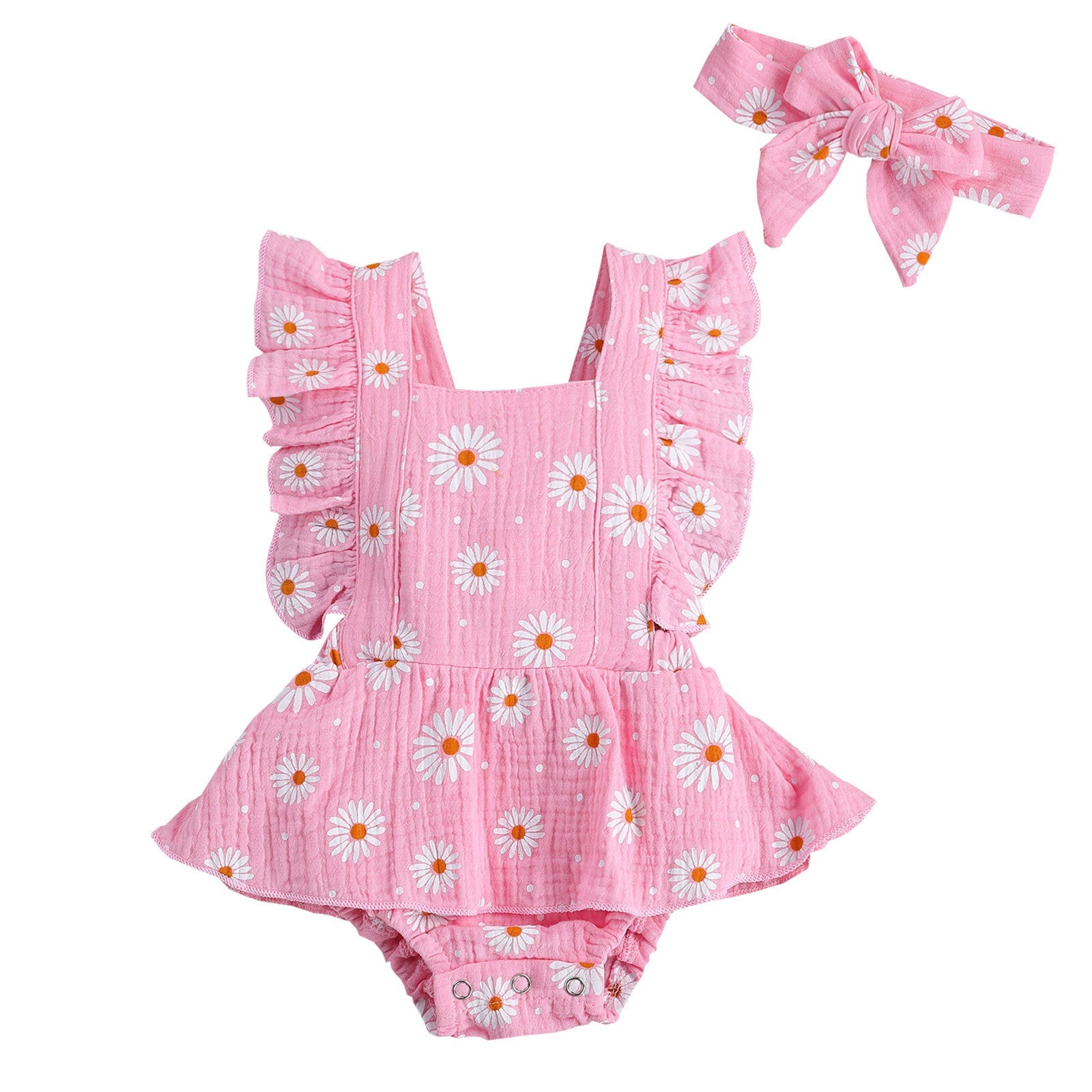 Strap Four-color Chrysanthemum One-piece Romper Dress Triangle Romper Headband - Cindi Book