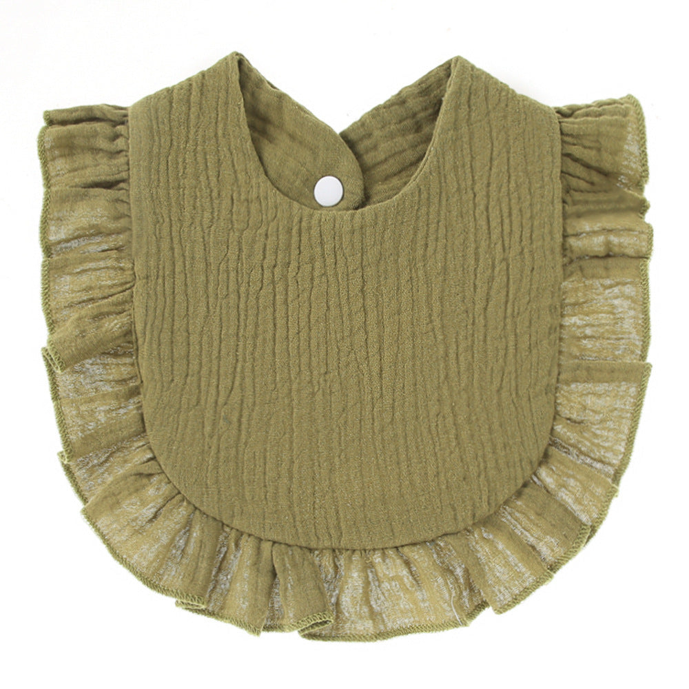 Ruffled Cotton Gauze Lace Bib Saliva Pocket - Cindi Book
