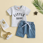 Children's Clothing Round Neck Letter Print Top Two-piece Set - Cindi Book