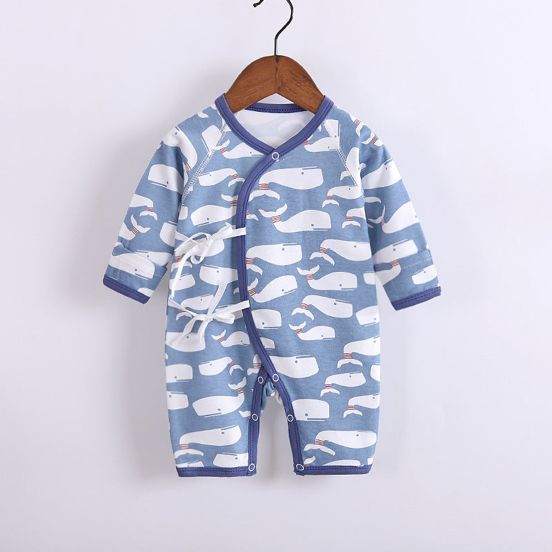 Baby's Cotton Long-sleeved Lace-up Butterfly Jumpsuit - Cindi Book