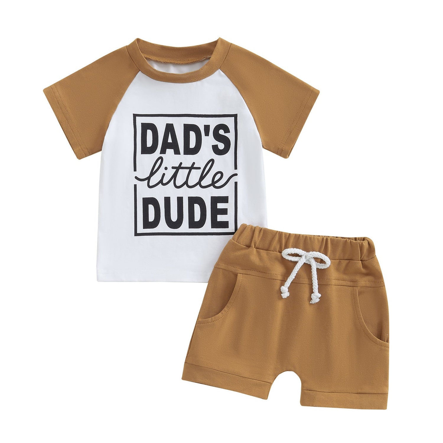 Summer Father's Day Boys' Letter Print Short-sleeve Tops And Shorts Two-piece Set - Cindi Book