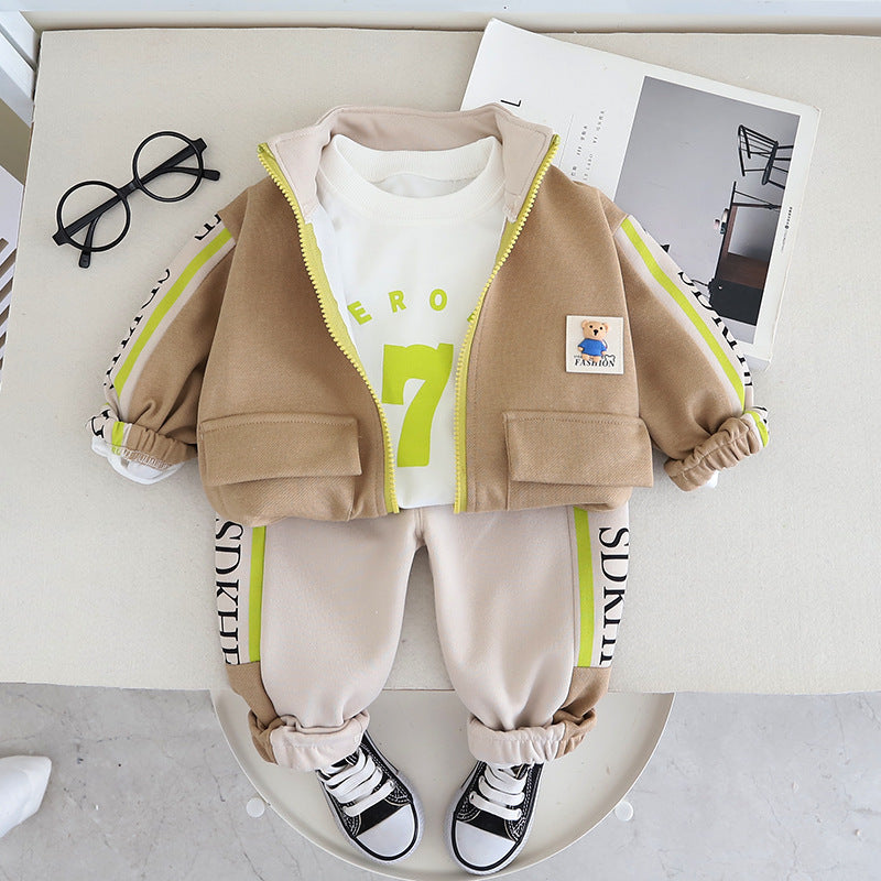 Spring Children's Clothing Boys Hoodie Jacket Long Sleeve Three-piece Suit - Cindi Book