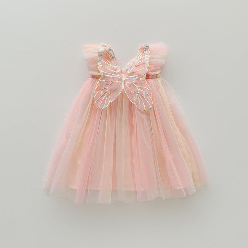 Rainbow Wings Mesh Girl Dress - Cindi Book