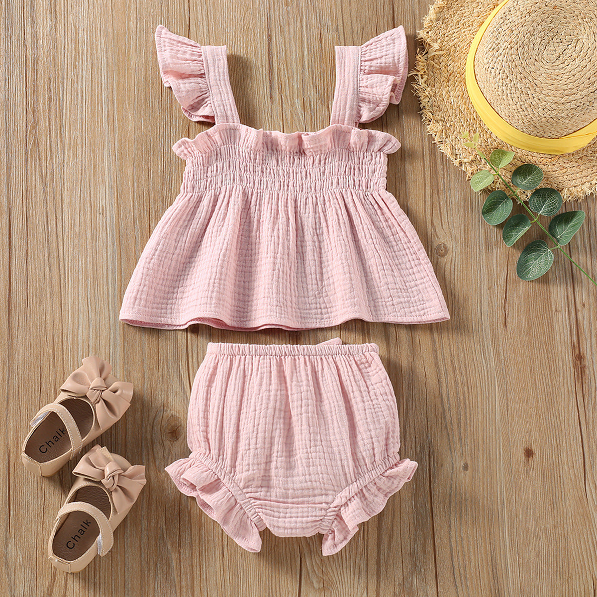 Girls' Solid Color Sling Top Hot Pants Suit - Cindi Book