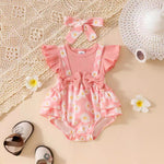 Candy Color Flower Print Pleated Cake Jumpsuit - Cindi Book