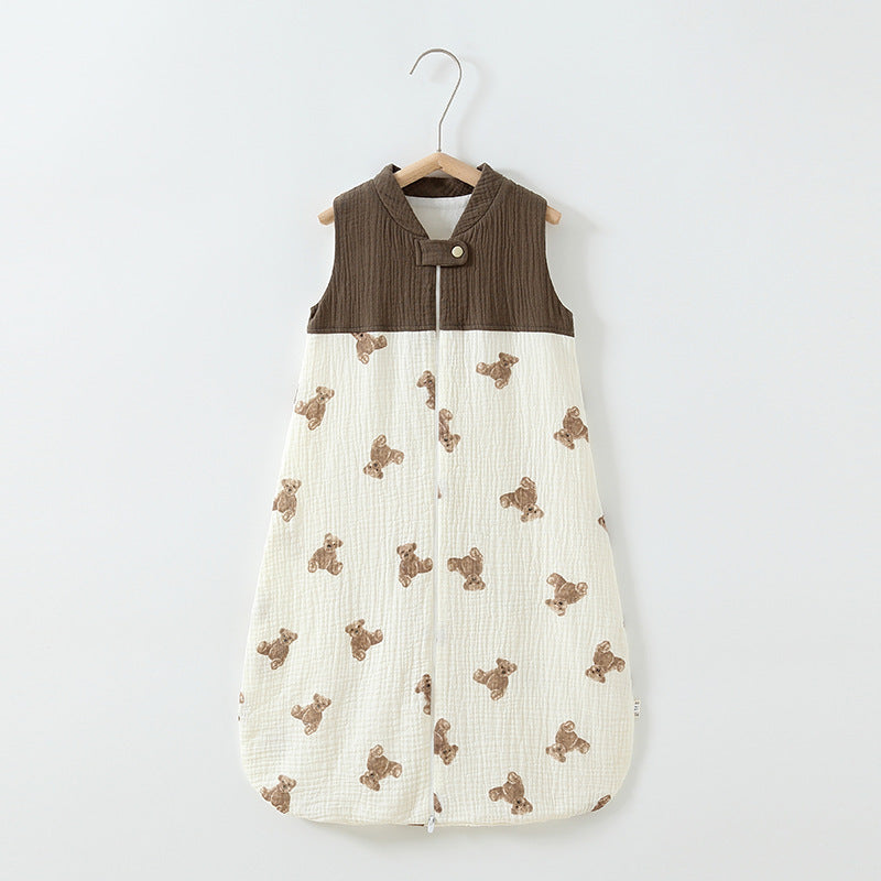 Baby Sleeping Bag Double Layer Patchwork Stand-up Collar Gauze Waistcoat Sleeping Bag - Cindi Book