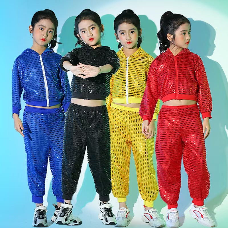Childrens Sequined Hip-hop Street Dance Performance Cheerleading Team Sportswear - Cindi Book