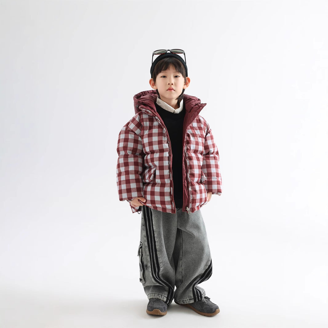 Children's Winter Warm Coat Two-sided Wear Thick Checks Tide - Cindi Book