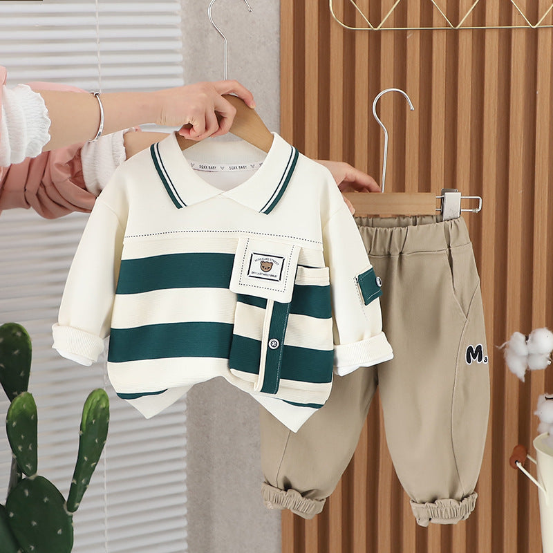 Boys And Girls Striped Large Pocket Lapels Suit - Cindi Book