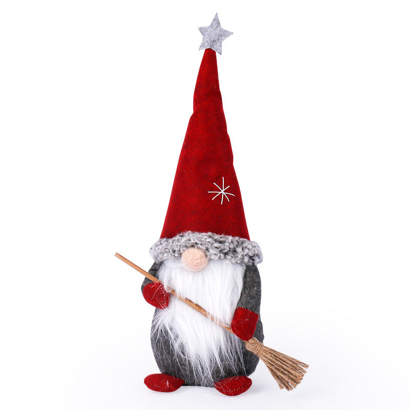 Cute Braids Faceless Plaid Hooded Forest Old Man Doll Home Plush Desktop Decoration - Cindi Book