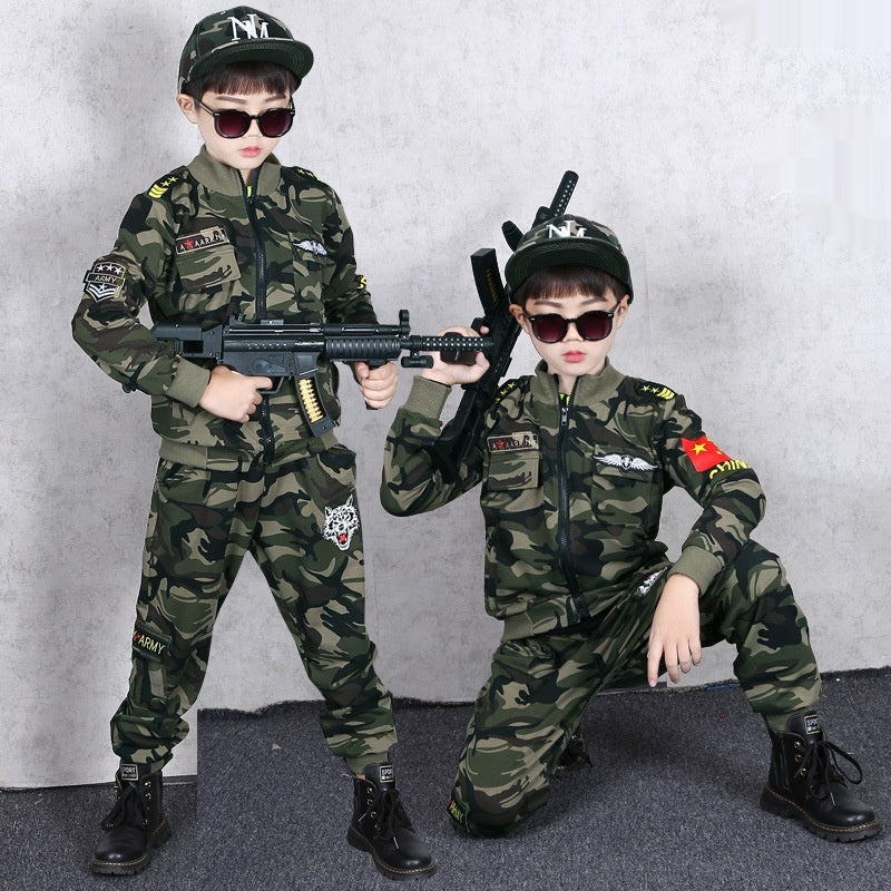 New Autumn Children Camouflage Medium and Big Children Handsome Two-Piece Set
