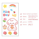 Cute Bear Clear Water Cup Stickers Children's Cartoon Korean Journal Material Mobile Phone Cup Decoration - Cindi Book