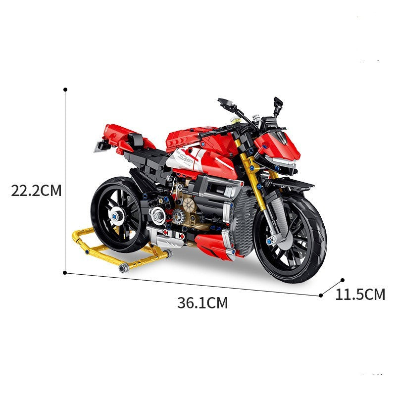 Tabletop Decoration Assembly Building Blocks Model Boy Toy Motorcycle - Cindi Book