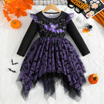 Mesh Irregular Hem Hanging Corner Printing Fashion Girls Dress - Cindi Book