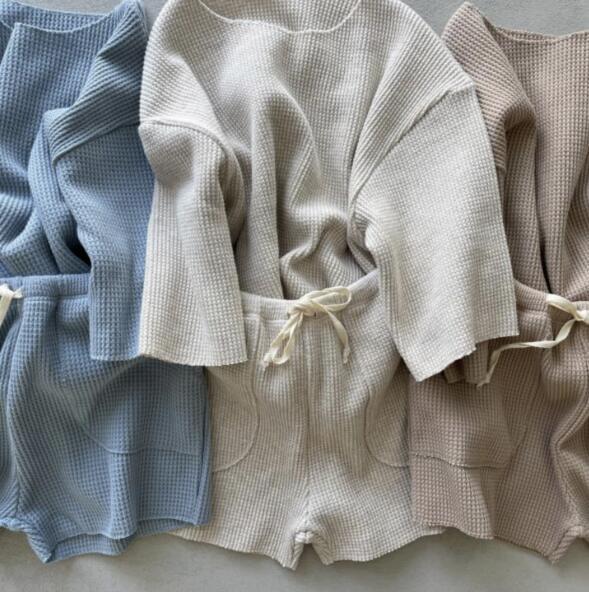 Kids Knitted Waffle Long Sleeve Set - Cindi Book
