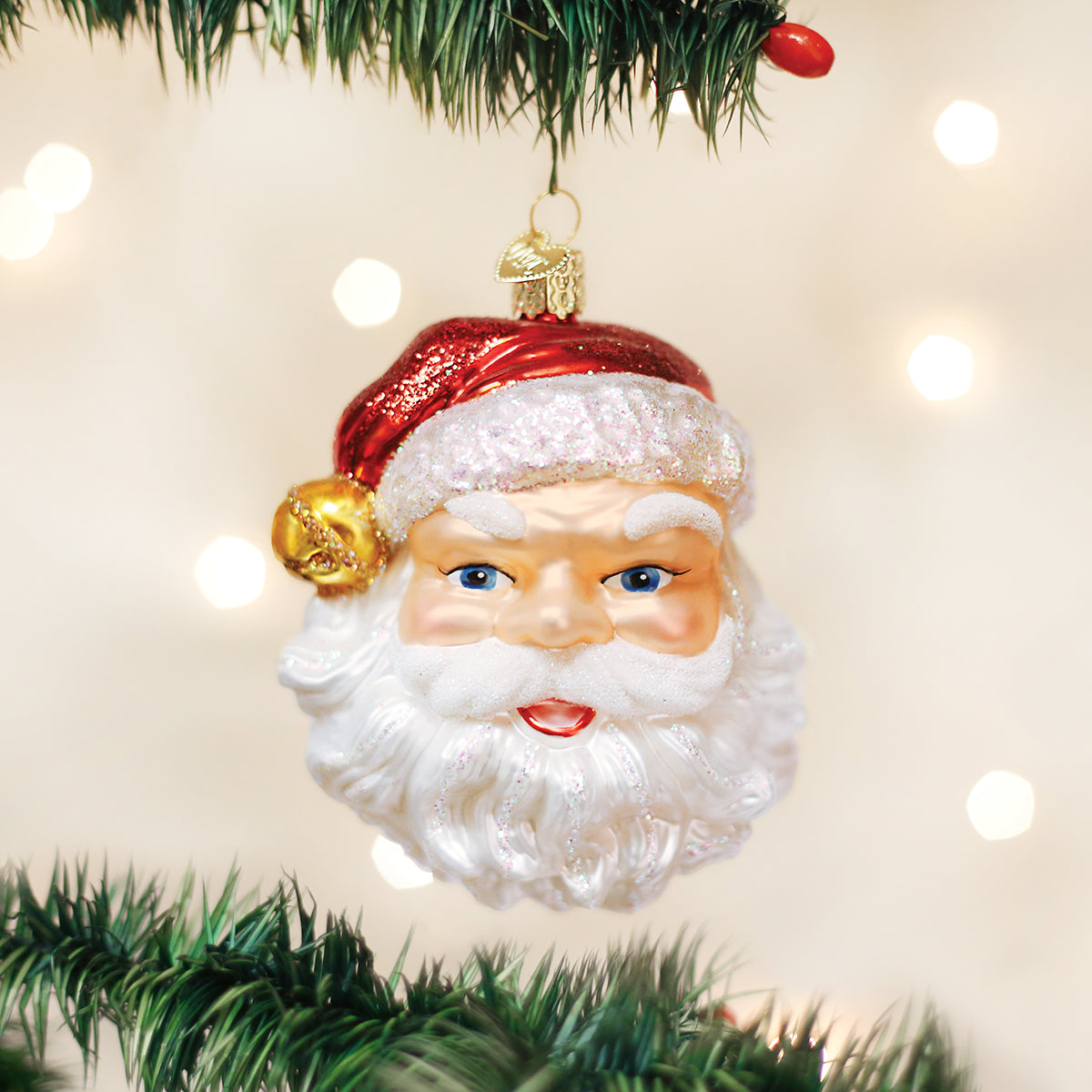 Old World Christmas Jingle Bell Santa Ornament - hand-blown glass Christmas tree ornament