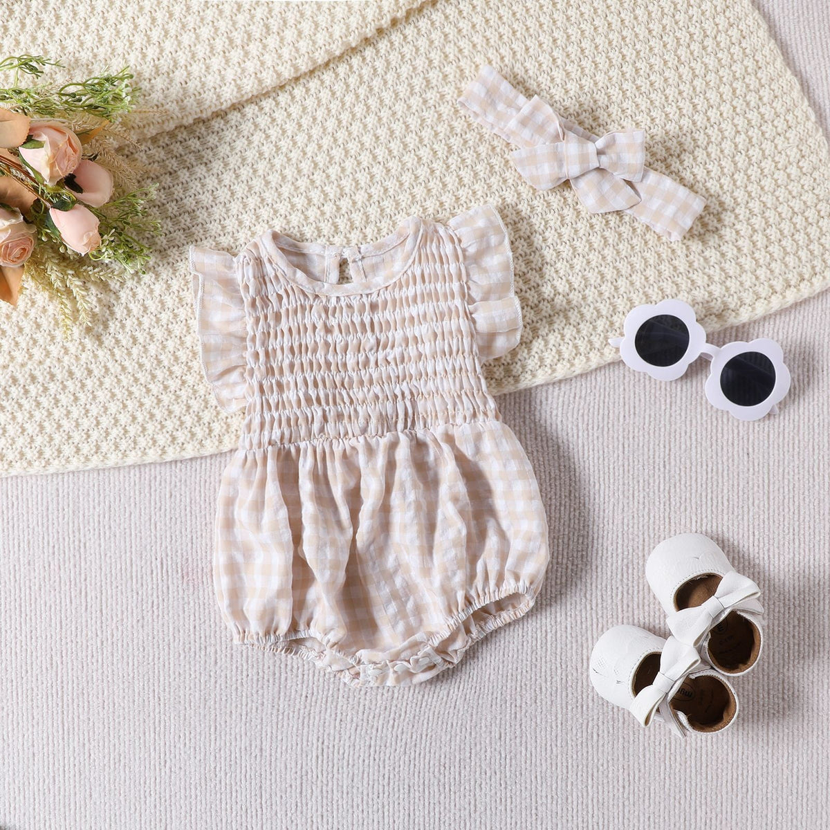 Baby Girl Solid Color Baby Sleeveless Triangle Rompers Romper - Cindi Book