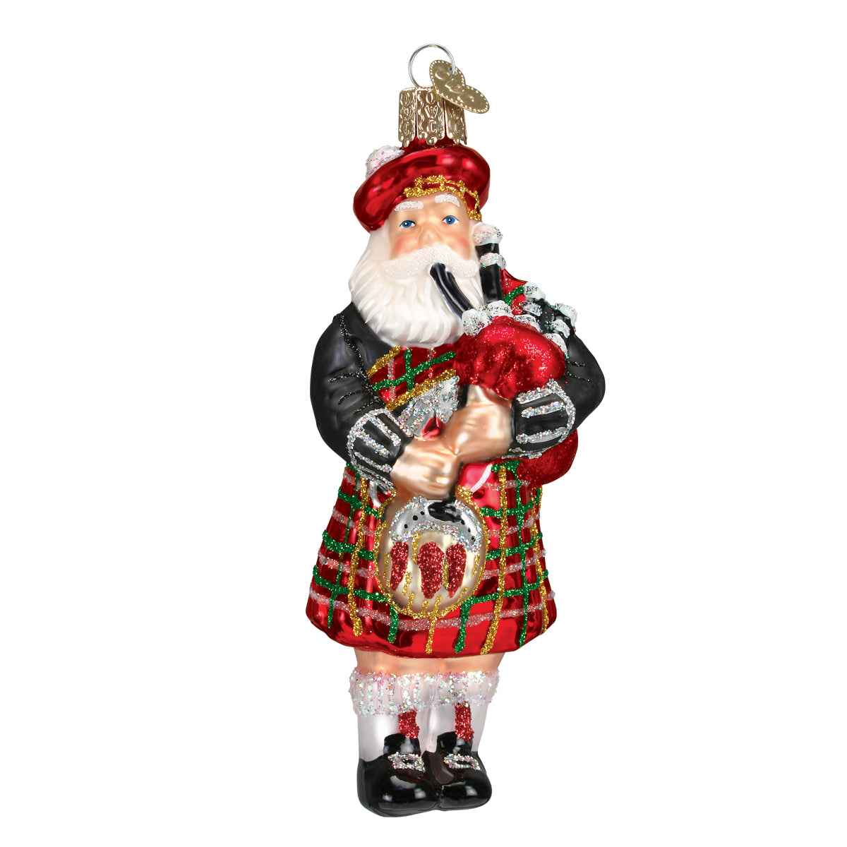 Old World Christmas Highland Santa Ornament - hand-blown glass Christmas tree ornament (view 3)