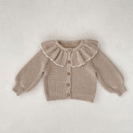 Baby Girl Ruffled Bow Tie Knitted Coat Small Cardigan Sweater - Cindi Book