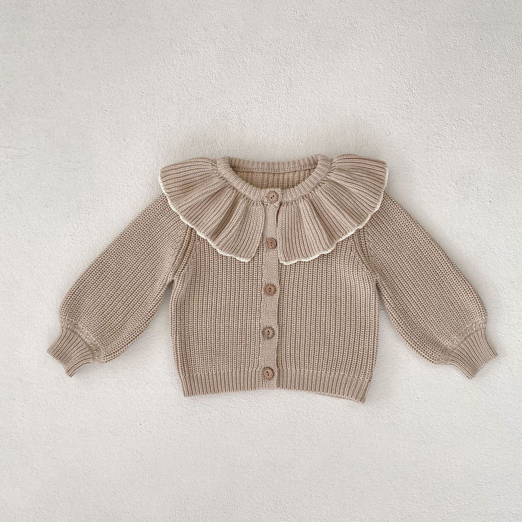 Baby Girl Ruffled Bow Tie Knitted Coat Small Cardigan Sweater - Cindi Book