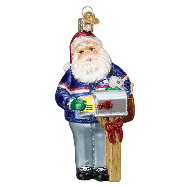 Old World Christmas USPS Santa Ornament - hand-blown glass Christmas tree ornament (view 3)