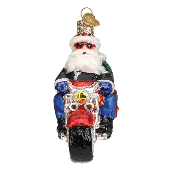 Old World Christmas Biker Santa Ornament - hand-blown glass Christmas tree ornament (view 3)