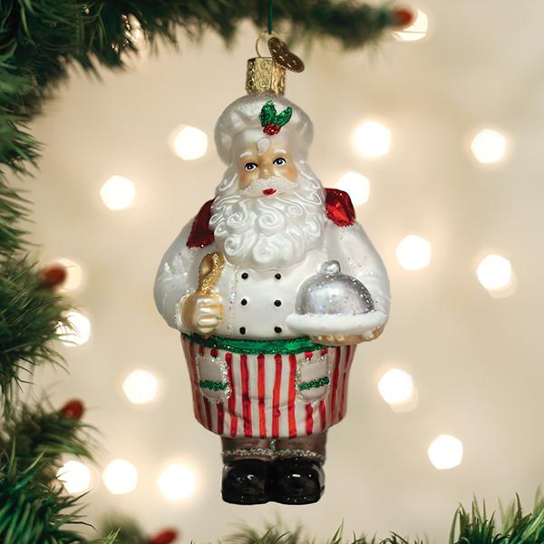 Old World Christmas Chef Santa Ornament - hand-blown glass Christmas tree ornament