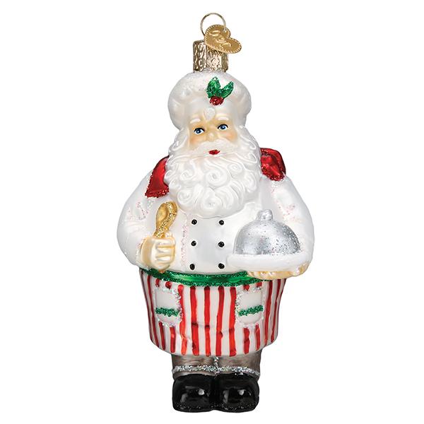 Old World Christmas Chef Santa Ornament - hand-blown glass Christmas tree ornament (view 3)
