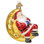Old World Christmas Moonlight Santa Ornament - hand-blown glass Christmas tree ornament (view 3)
