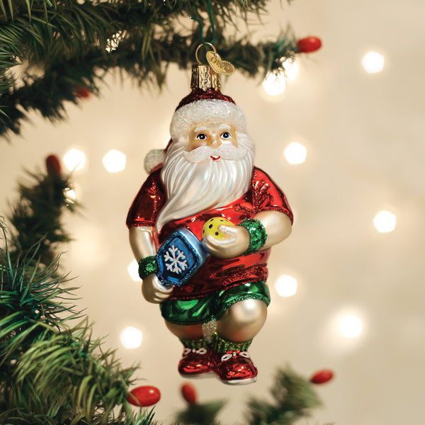 Old World Christmas Pickleball Santa Ornament - hand-blown glass Christmas tree ornament