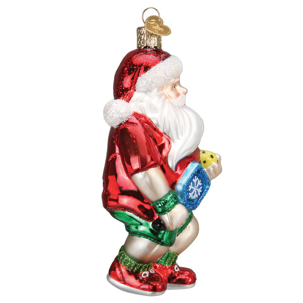 Old World Christmas Pickleball Santa Ornament - hand-blown glass Christmas tree ornament (view 5)