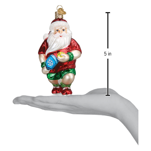 Old World Christmas Pickleball Santa Ornament - hand-blown glass Christmas tree ornament (view 6)